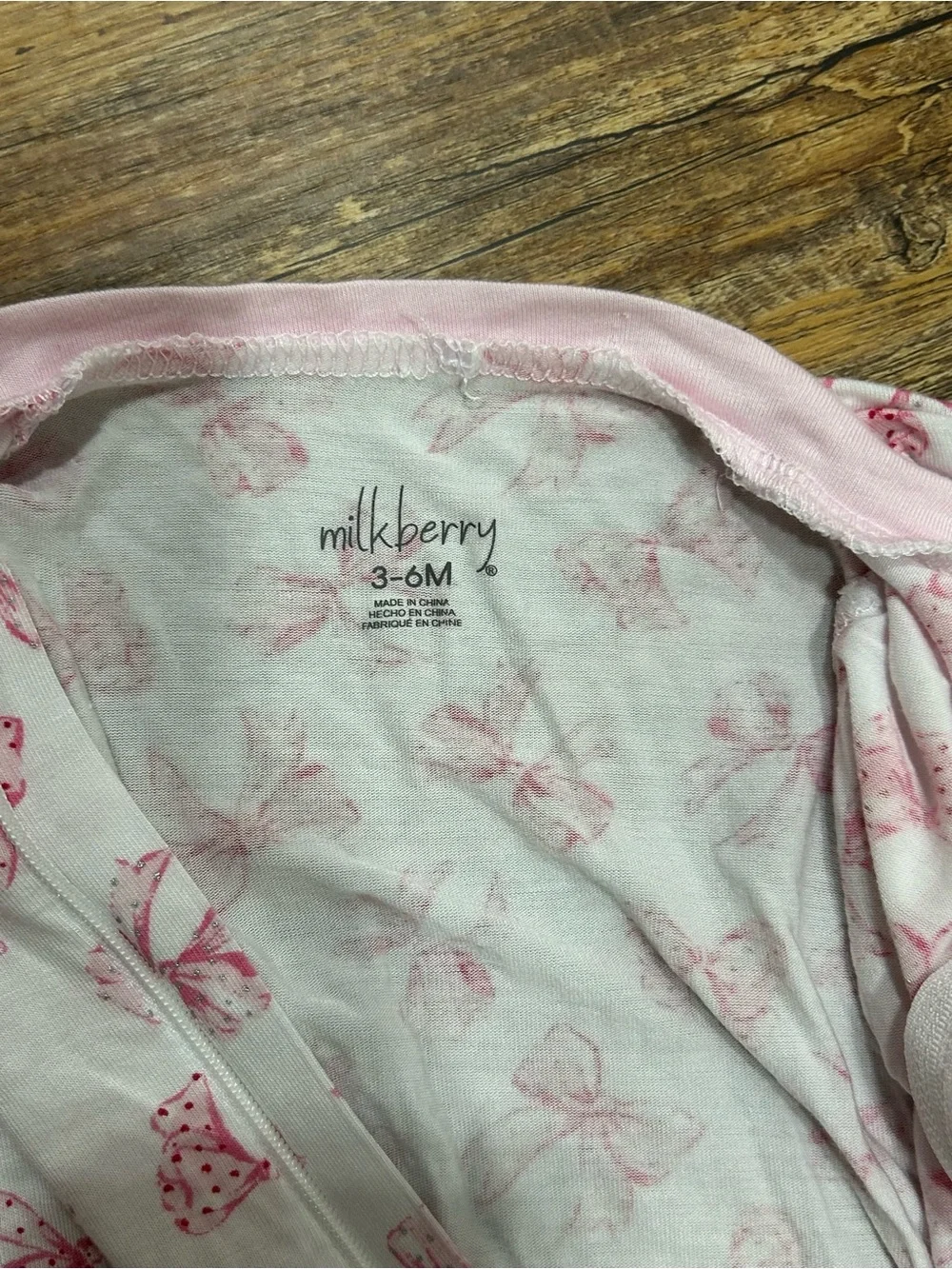 🎀Milkberry Bamboo Pink Bows Ruffle Footed Sleeper Baby Girl Size 3-6 Months 🎀